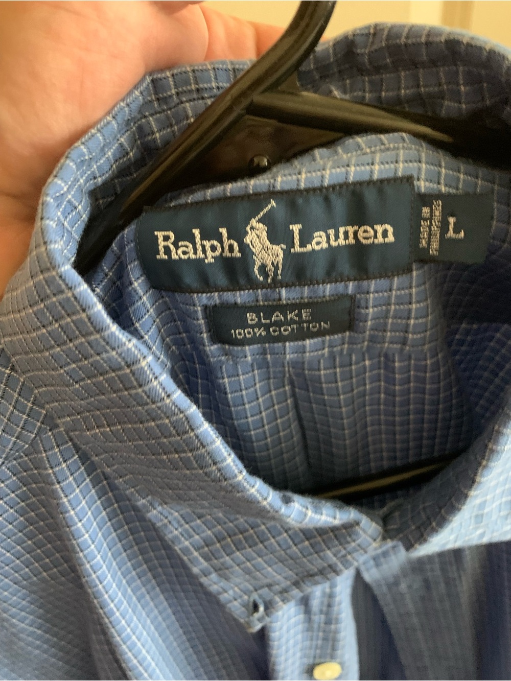 Ralph Lauren Blue Windowpane Cotton Button-Down Shirt - Picture 1 of 4